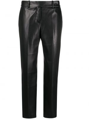 Pantalones rectos de cuero Ermanno Scervino negro
