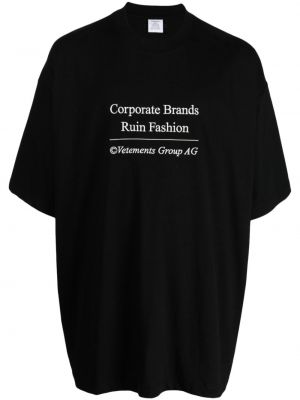 Βαμβακερή μπλούζα με σχέδιο Vetements μαύρο