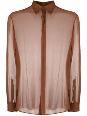 Priehľadná hodvábna košeľa Moschino hnedá