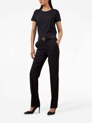 Bavlněné tričko s kulatým výstřihem Ralph Lauren Collection černé