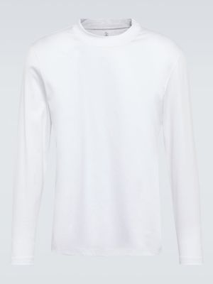 Camiseta de algodón manga larga Brunello Cucinelli blanco
