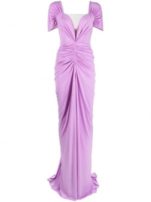 Коктейлна рокля с драперии Rhea Costa виолетово