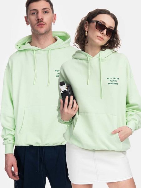 Pamučna hoodie s kapuljačom Drôle De Monsieur zelena
