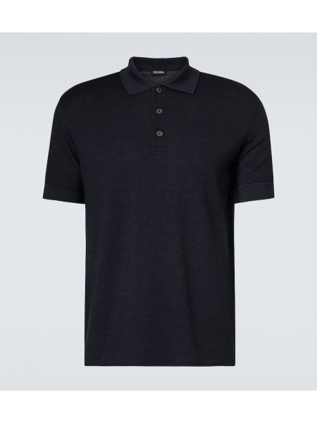 Poloshirt i silke i bomuld Zegna blå