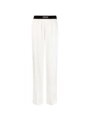 Jedwabne proste spodnie Tom Ford białe