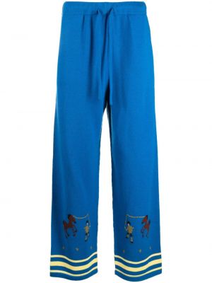 Pantaloni tricotate cu croială lejeră Bode albastru