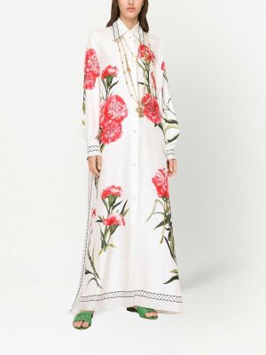 Robe chemise à fleurs Dolce & Gabbana blanc