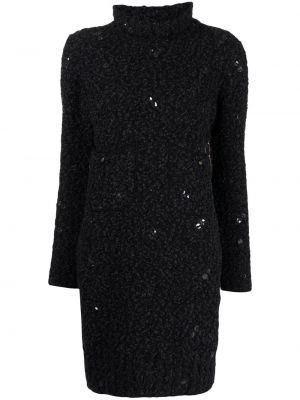Pletené šaty s flitry Chanel Pre-owned černé