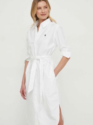 Памучна мини рокля Polo Ralph Lauren бяло