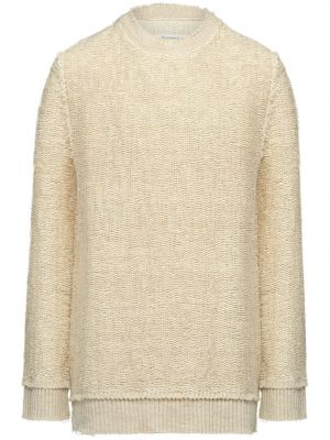 Плетен пуловер с кръгло деколте Maison Margiela бежово