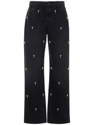Bavlnené džínsy s rovným strihom Stella Mccartney čierna