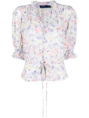 Блуза на цветя с принт с цип Polo Ralph Lauren бяло