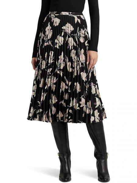 Плиссированная юбка миди в цветочек Lauren Ralph Lauren черная