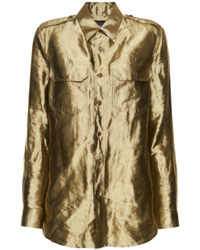 Hodvábna košeľa Ralph Lauren Collection zlatá