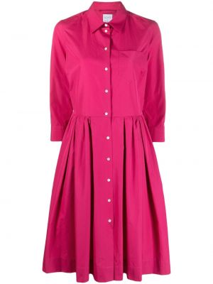 Rochie tip cămașă din bumbac plisată Sara Roka roz