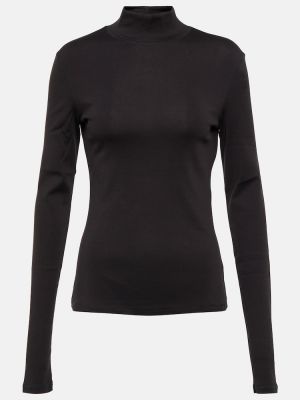 Kokvilnas džemperis ar augstu apkakli Lemaire melns