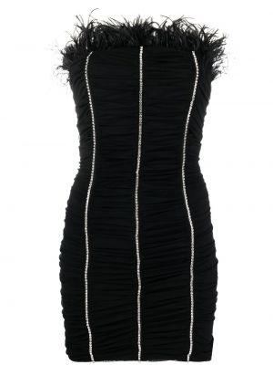 Коктейлна рокля с пера с кристали Patrizia Pepe черно