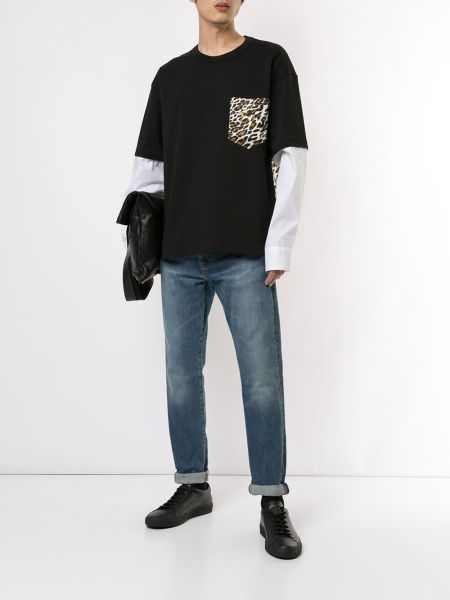 Leopardí tričko s potiskem Roberto Cavalli černé