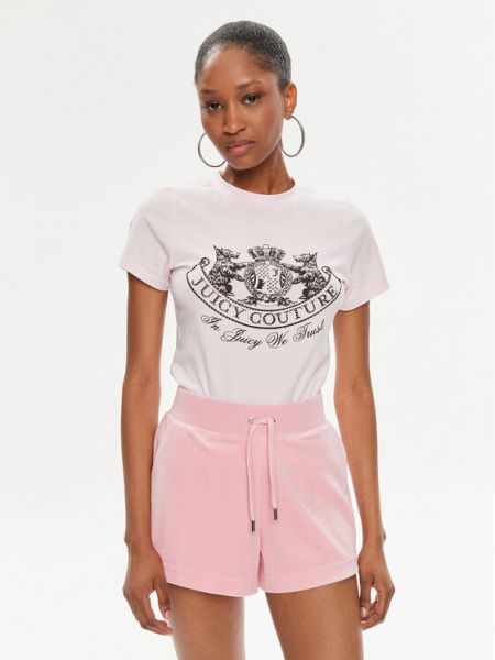 Slim fit priliehavé tričko Juicy Couture ružová