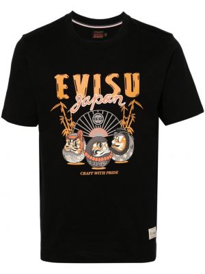 Kokvilnas t-krekls Evisu melns