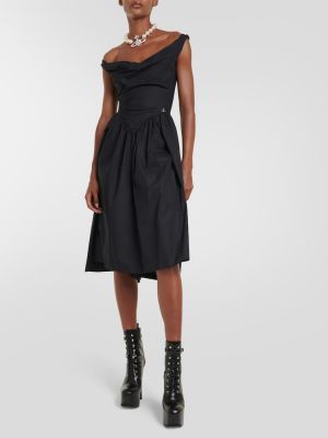 Βαμβακερή μίντι φόρεμα Vivienne Westwood μαύρο
