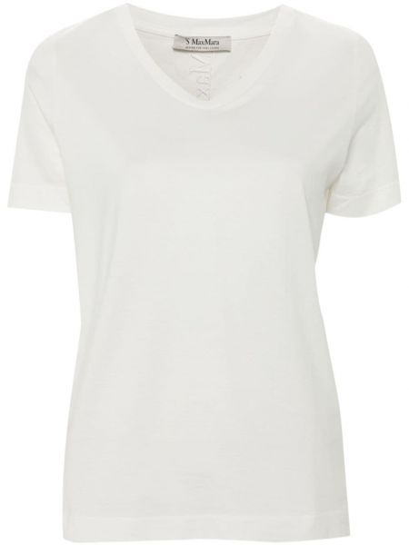 Памучна тениска бродирана 's Max Mara бяло