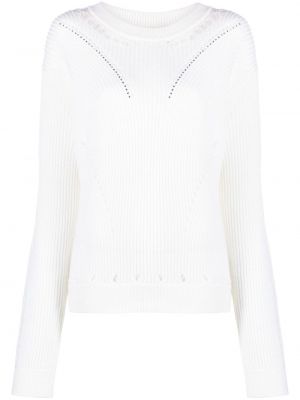 Sweter wełniany z wełny merino z kryształkami Genny biały