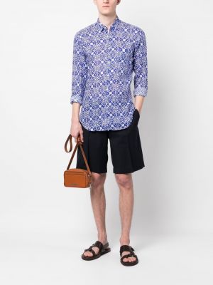 Chemise à imprimé à motif géométrique Peninsula Swimwear bleu