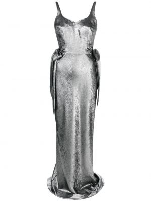 Aksamitna sukienka wieczorowa Parlor srebrna