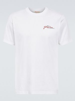 Памучна тениска от джърси Marni бяло