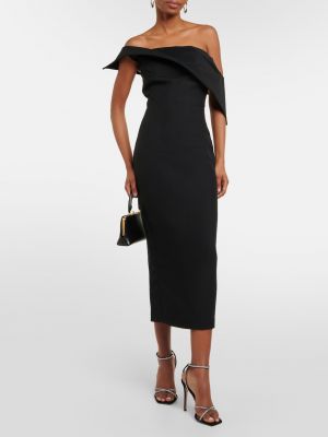 Асимметричное шелковое шерстяное платье миди Roland Mouret черное