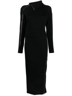 Midi obleka z zadrgo Isabel Marant črna