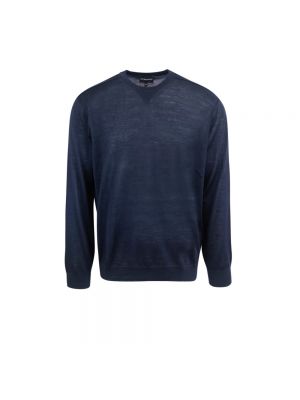 Dzianinowy sweter Emporio Armani niebieski