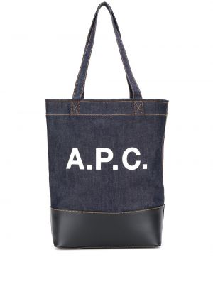 Borsa shopper con stampa A.p.c. blu