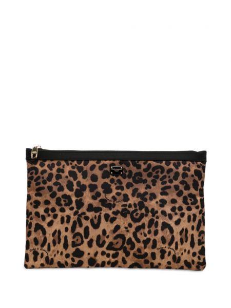 Clutch somiņa ar apdruku ar dzīvnieku rakstu Dolce & Gabbana Pre-owned brūns