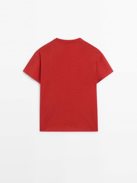 Хлопковая футболка с коротким рукавом Massimo Dutti красная