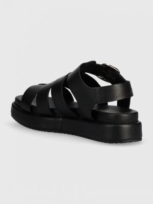Kožené sandály na platformě Barbour černé