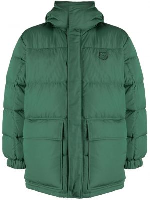 Παλτό με κέντημα με κουκούλα Maison Kitsuné πράσινο