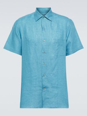 Lněná košile Loro Piana modrá