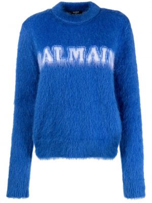 Жакардов пуловер Balmain синьо