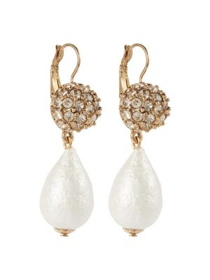 Krištáľové hodvábne náušnice s perlami Oscar De La Renta zlatá