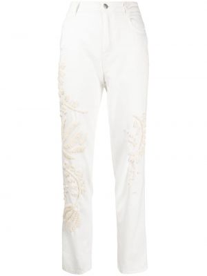 Květinové džíny s klučičím střihem Ermanno Scervino bílé