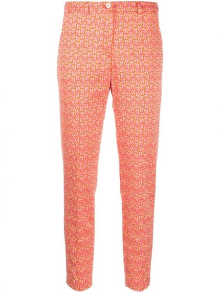 Slim fit hlače s cvetličnim vzorcem s potiskom Seventy oranžna
