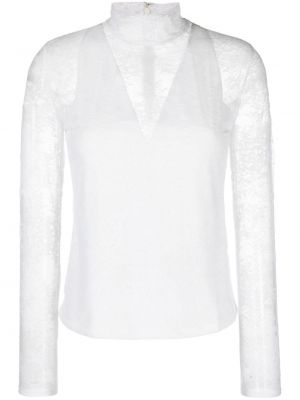 Прозрачна блуза с дантела Maje бяло