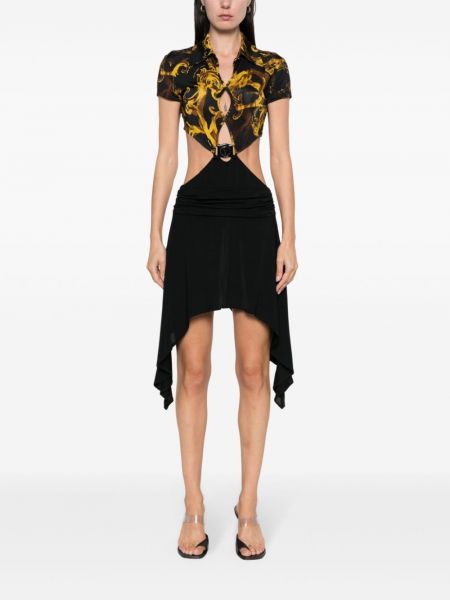 Asimetriškas raštuotas džinsinė suknelė Versace Jeans Couture
