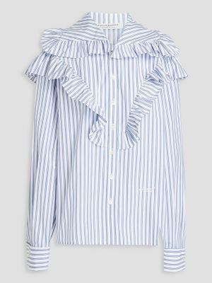 Рубашка из хлопкового поплина в полоску с рюшами PHILOSOPHY DI LORENZO SERAFINI синий