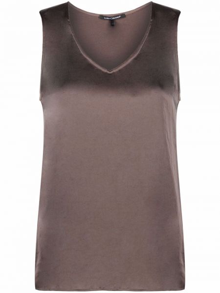 Блузка атласная с V-образным вырезом Luisa Cerano, серая