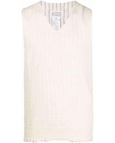 Jersey sin mangas con escote v de tela jersey Maison Margiela blanco