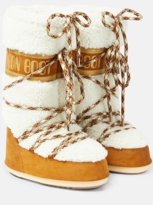 Stivali da neve in pelle scamosciata Moon Boot bianco