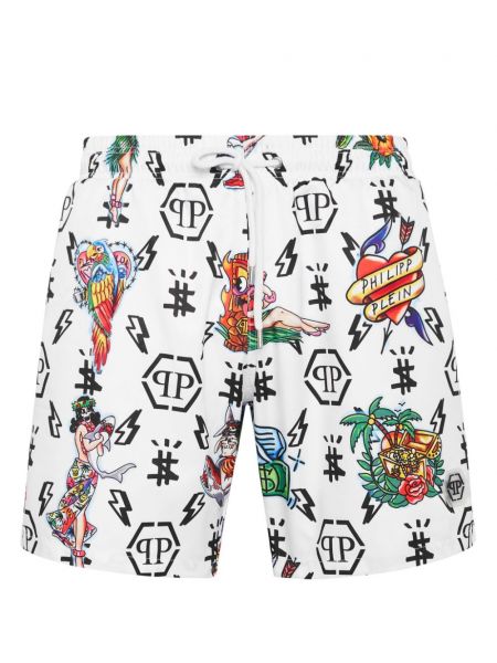 Trykt shorts Philipp Plein hvid